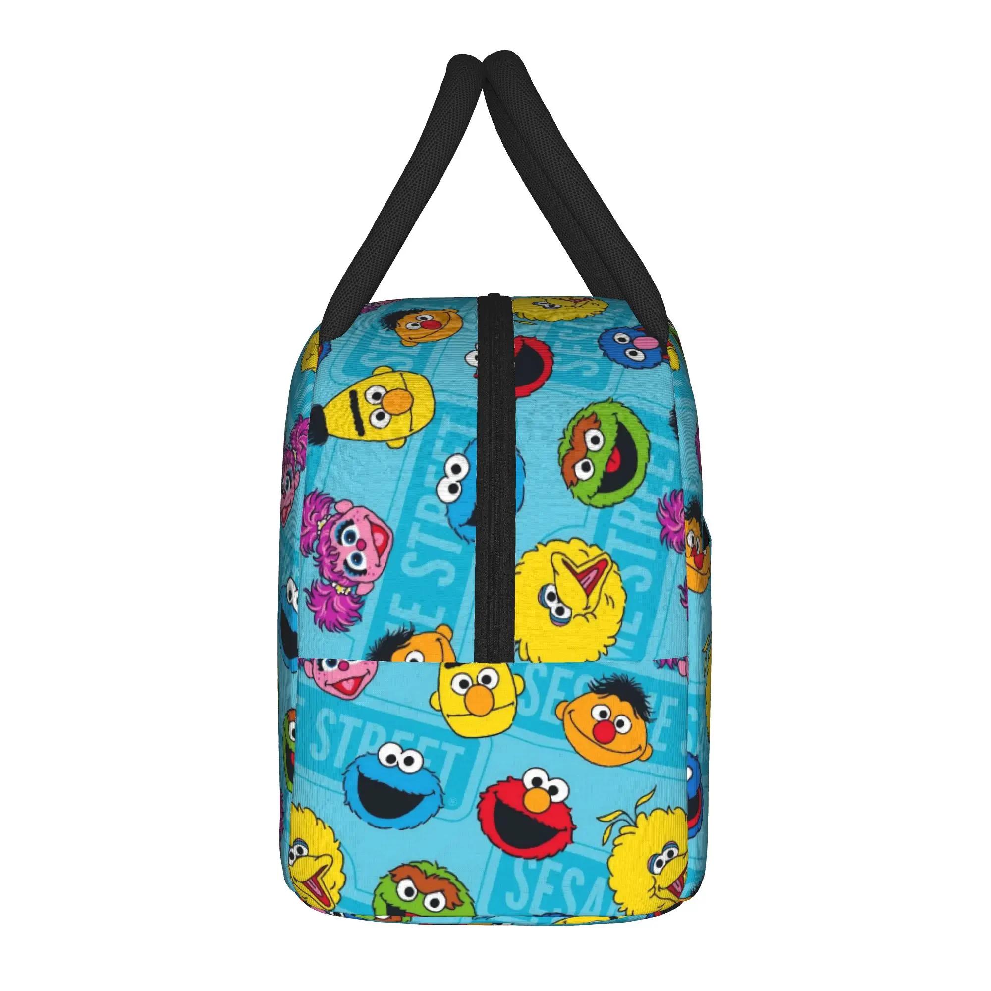 Sesames Streets Cartoon Insulated Lunch Bag High Capacity Cookie Monster Meal Container Cooler Bag Lunch Box Tote Work  Outdoor