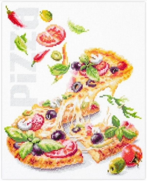 Tempting Pizza 32-36 Cross Stitch Kits for Home, Joy-Con Painting, Christmas Decorations