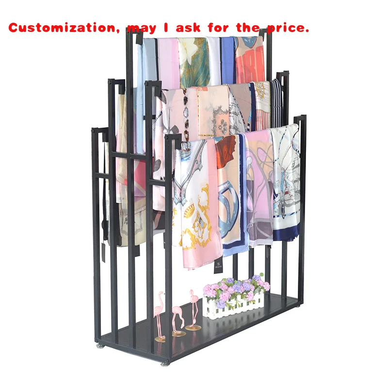 custom.Custom Multi-Layer Scarf Display Stand Cloth Shop Floor Hanging Fabric Display Racks Retail