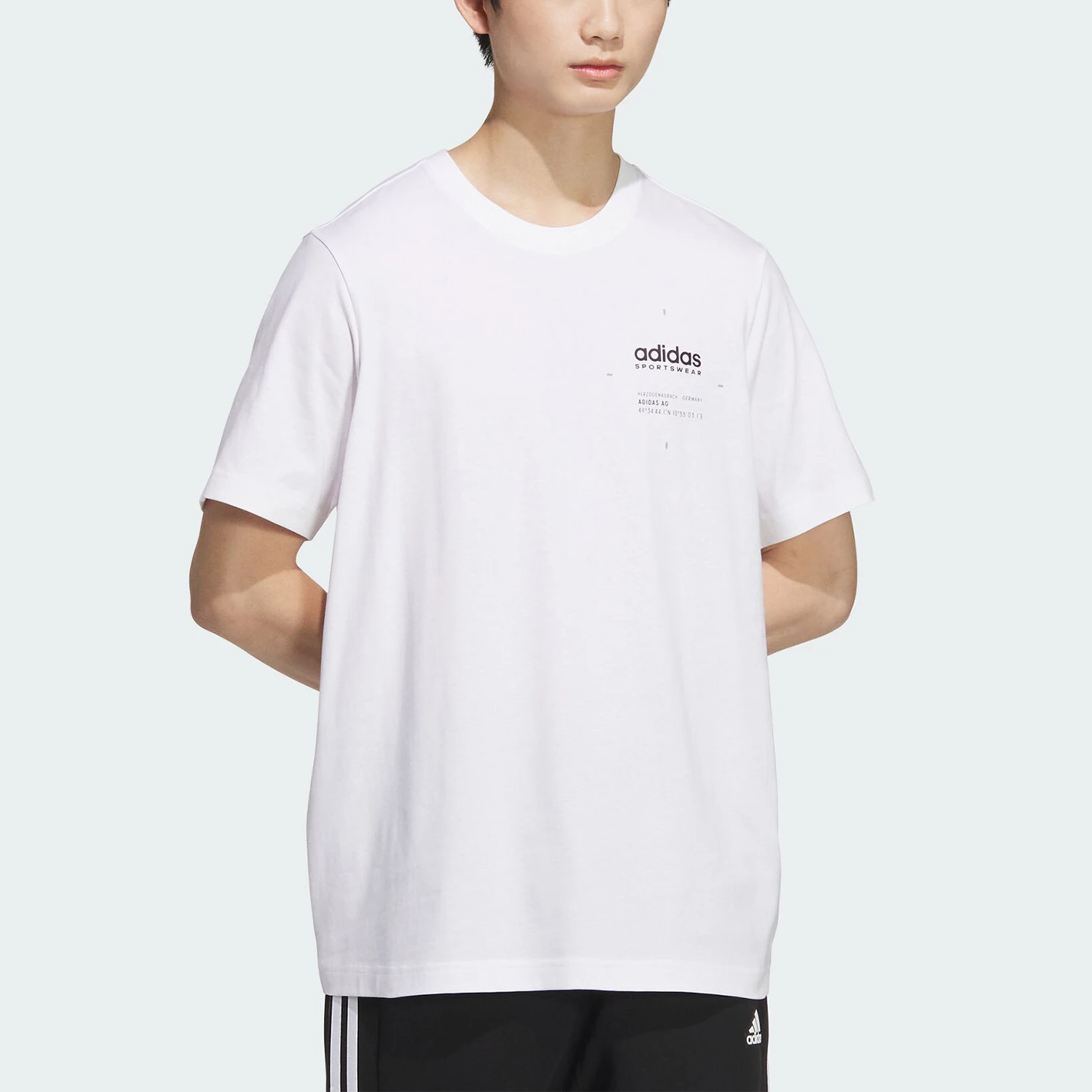 

Оригинальная футболка Adidas с логотипом V для мужчин и женщин, простая рубашка с круглым вырезом и короткими рукавами JI9080