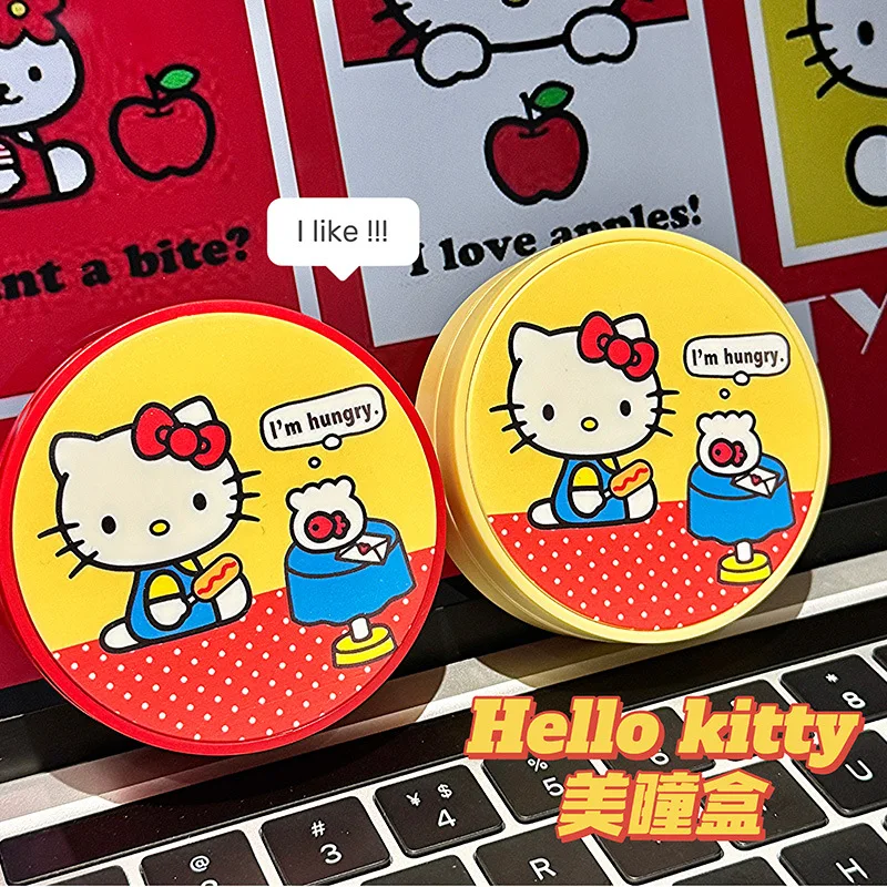 

Sanrio Hello Kitty Colorful Contact Lens Case Set with Mirror Solid Color Portable Contact Lens Case Mini Contact Lenses Box New