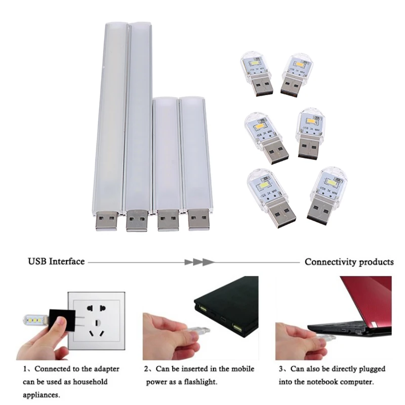 USB LED Light Ultra Bright Reading Book Lamp 2/10/20 Led Night Light For Power Bank PC Laptop Notebook