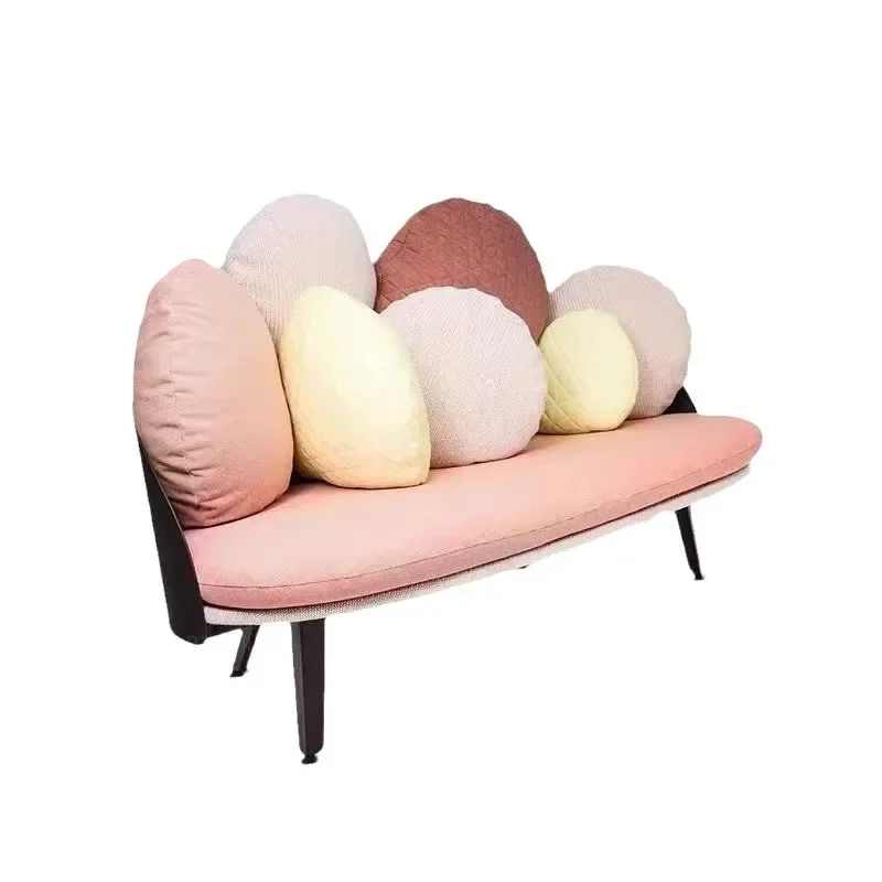 Nordic modern designer solid wood model room hall reception color matching sofa, antique Internet celebrity sofa