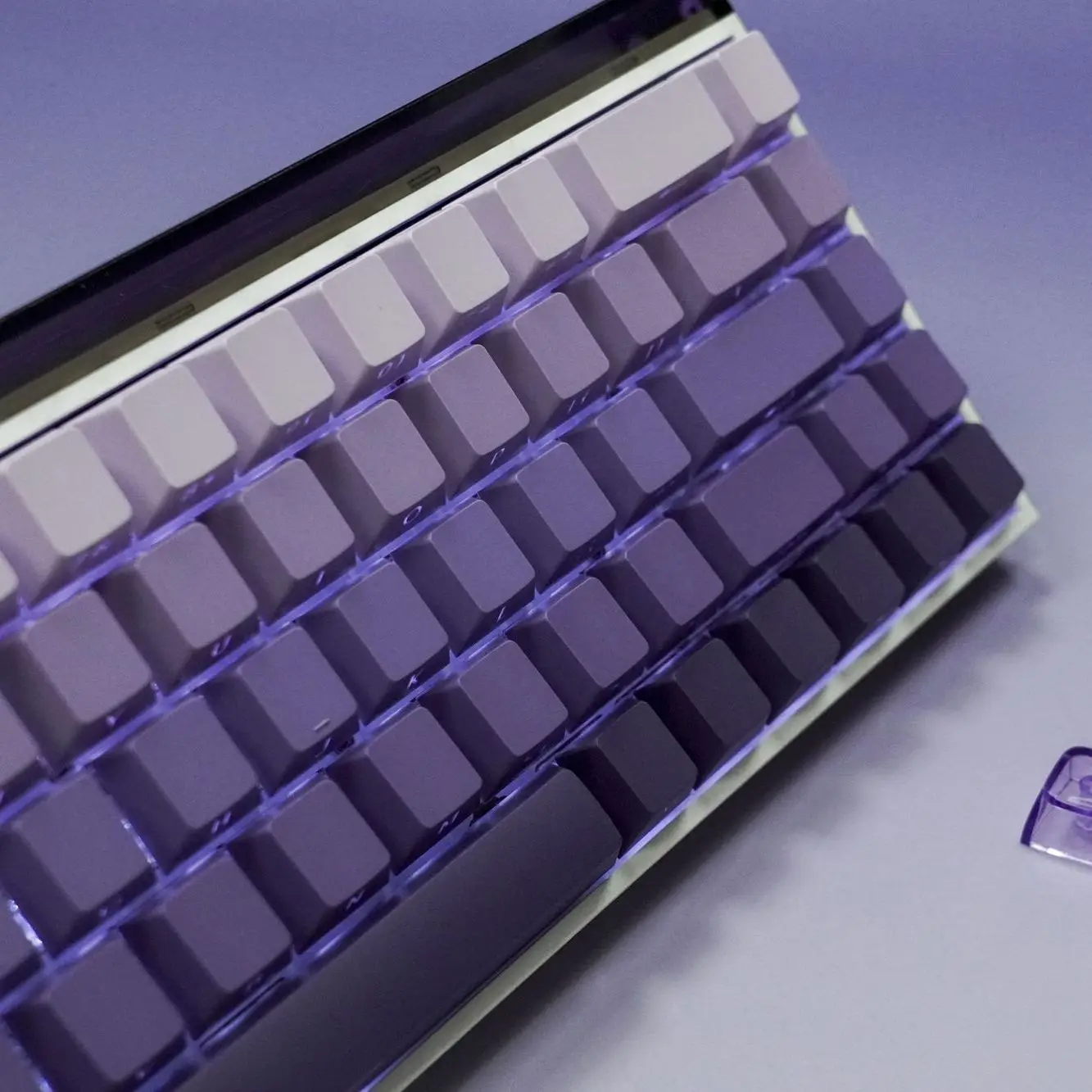 134 Keys PBT Double Shot Keycaps Lavender Side Printed Shine Through Keycaps OEM Profile for Cherry MX Switches Gaming Keyboards