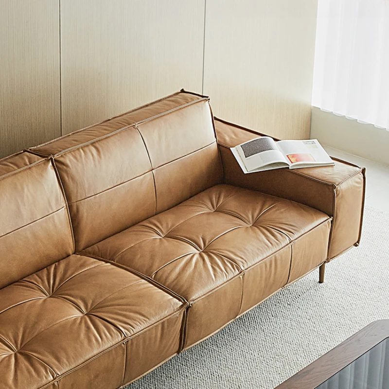 Genuine leather sofa, small household living room designer furniture, modern and minimalist leather sofa