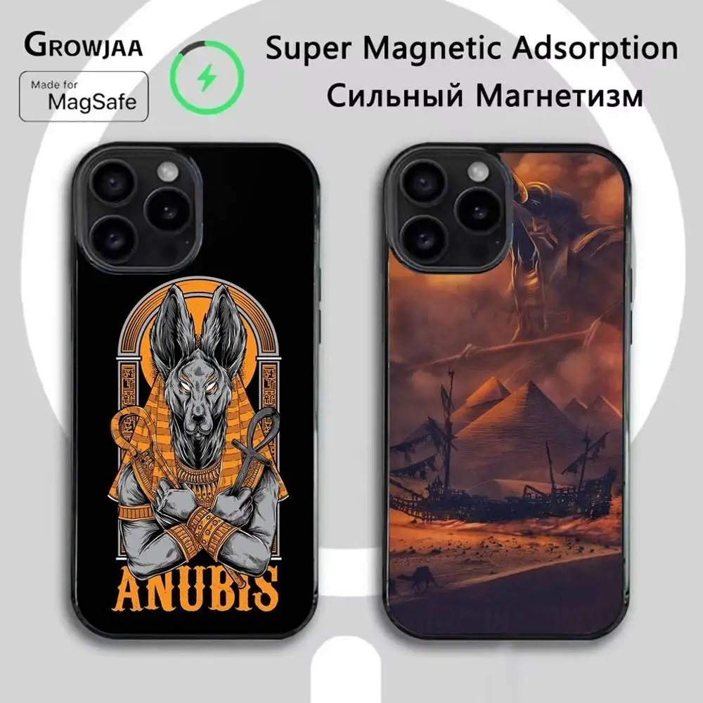 

Чехол для телефона Egypt Nefertiti Anubis Ankh для iPhone 16e, 16, 15,14,13,12,11, Plus, Pro, Max, Mini Magsafe с магнитной беспроводной зарядкой