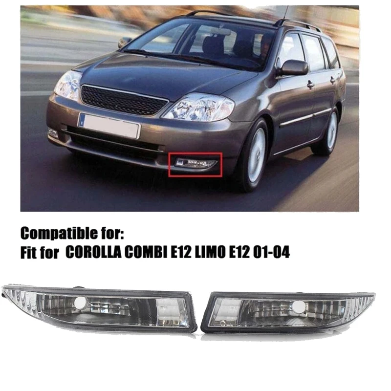 Przedni zderzak samochodowy soczewka lampy przeciwmgielne dla Toyota Corolla KOMBI E12 LIMO E12 2001-2004 8122112160 8121112150