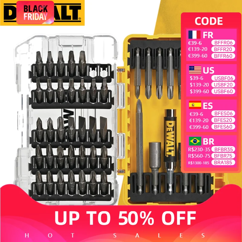 DEWALT 45-Piece Screwdriver Bit Set Steel Hex Shank Phillips Slotted Square Double-ended Bits with Tough Case DW2166