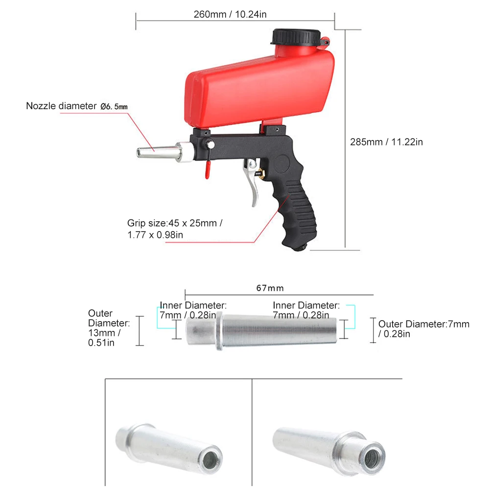 Industrial Portable Hand Held Pneumatic Sandblaster - Adjustable for Precision Surface Treatment
