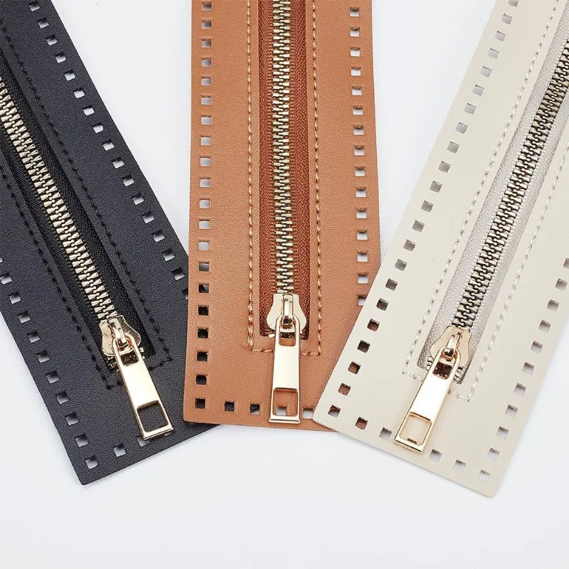 3 Colors PU Leather Zipper for Sewing 27cm Length Handbag Metal Separating Zippers Frames Bags Accessories for Knitting Crochet
