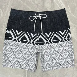 Shorts de praia elástico de quatro vias impermeável masculino, calça de surf de secagem rápida, bermuda para natação, musculação