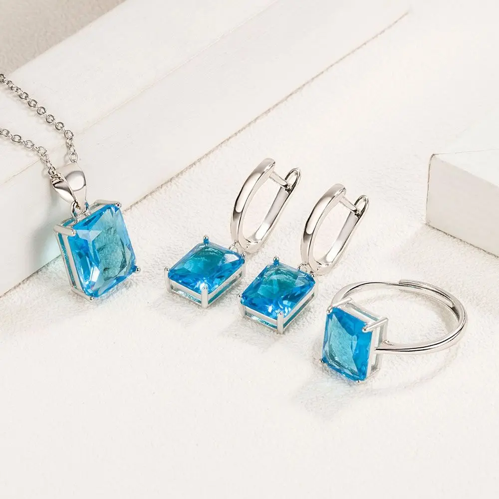 Fashion Alloy Crystal Earrings Set Simple Style Glass Diamond Earring Jewelry Sets Exquisite Stained Jewelry Set Women Girls