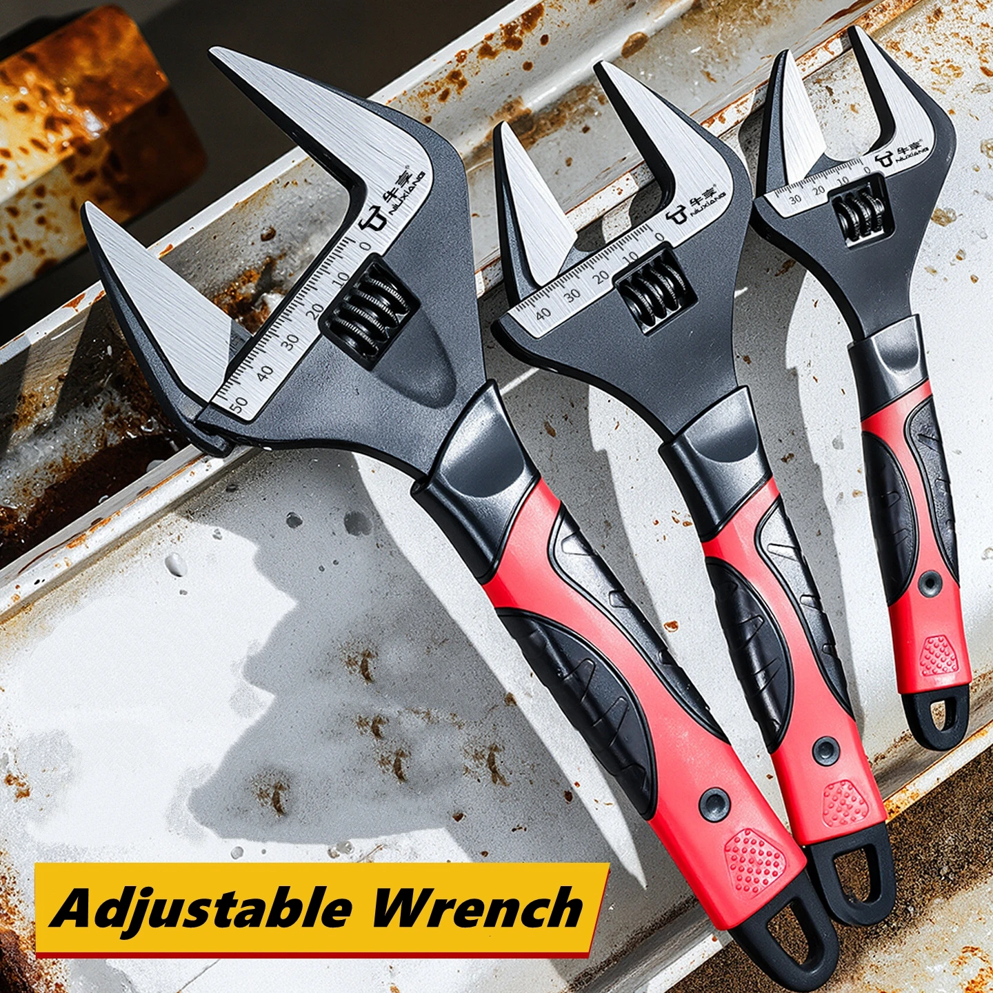 AliExpress NONE Adjustable large open end wrench Universal wrench CR-V Steel Machinery shop repair tool Car motorcycle bicycle wrench Hand tool