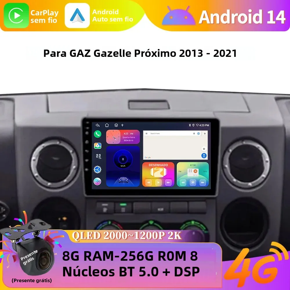 Android 14 para gaz gazelle próximo 2013-2021 rádio do carro sem fio bluetooth carplay navegação gps multimídia unidade principal tela de toque
