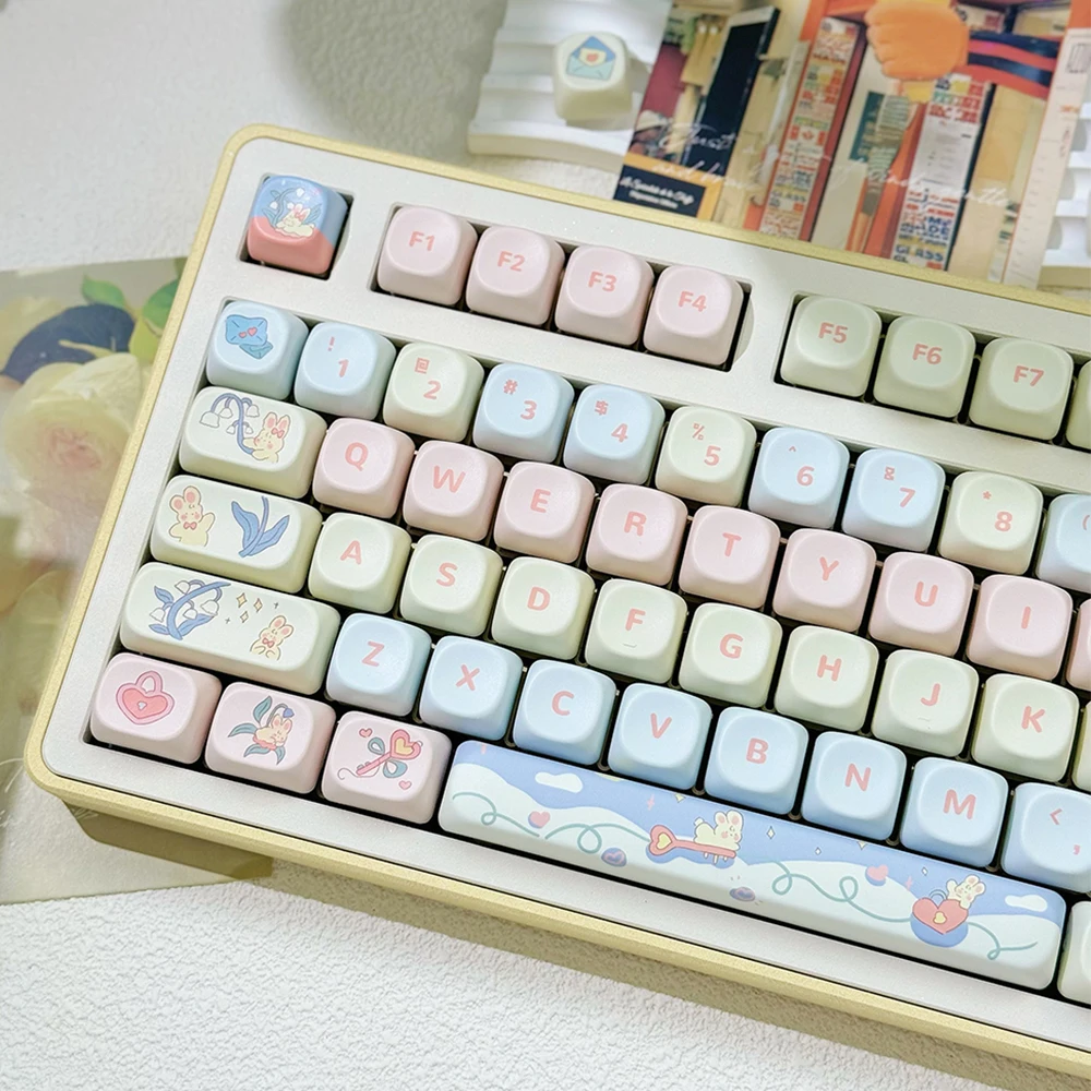 95 Keys PBT MOA Profile Secret Garden Cartoon Key Caps for 61/64/68/84/75/87Keys Gaming Mechanical Keyboard GMK67 GMK87 Keycaps