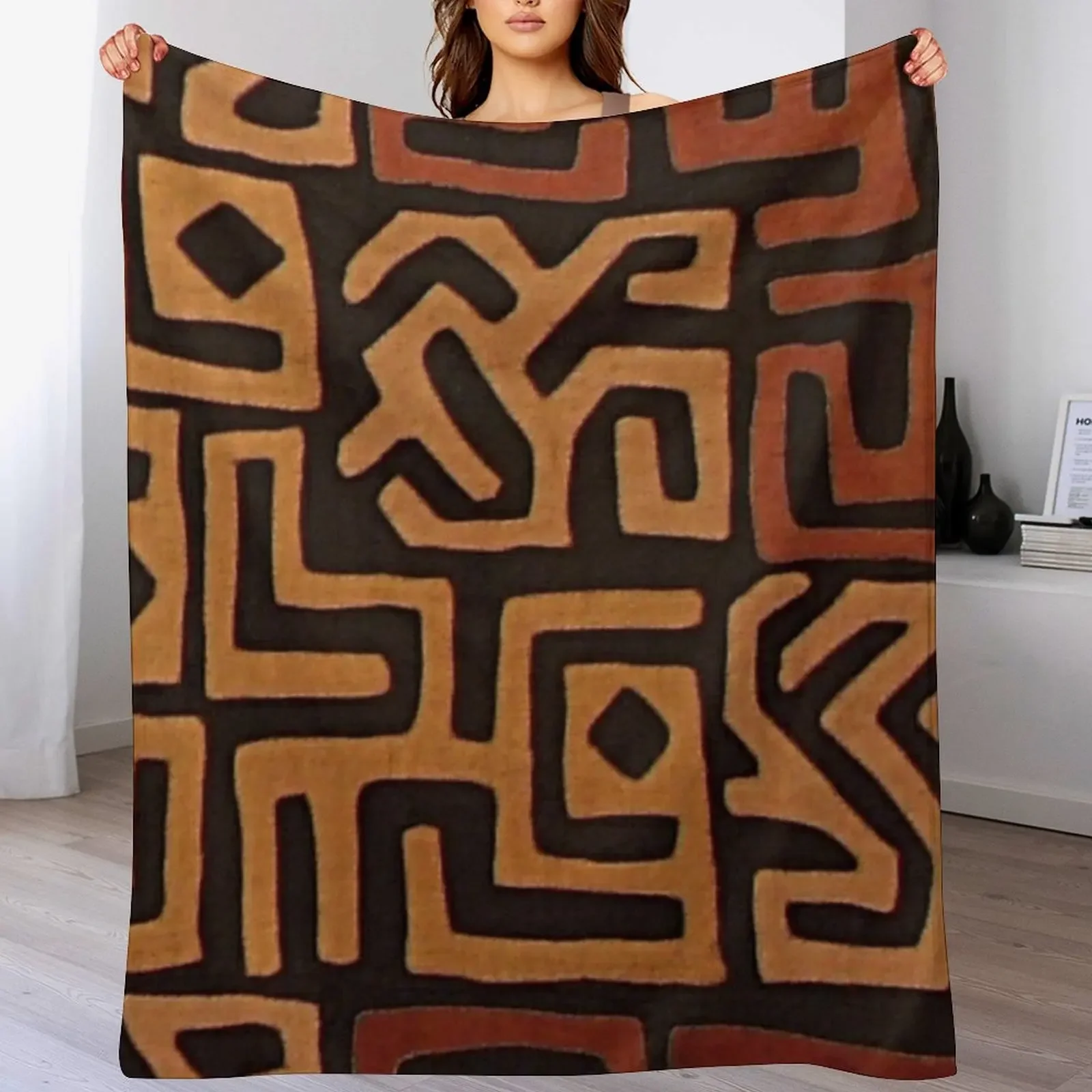 African mudcloth pattern Throw Blanket Durable Warm Blanket for Daily Home Use