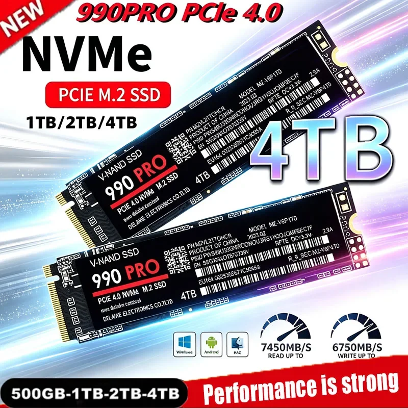 990 PRO Genuine M.2 2280 NVMe SSD 512GB 1TB 2TB 4TB PCIe Gen4 7450MB/s Internal Drive for PS5 Gaming Laptop Desktop