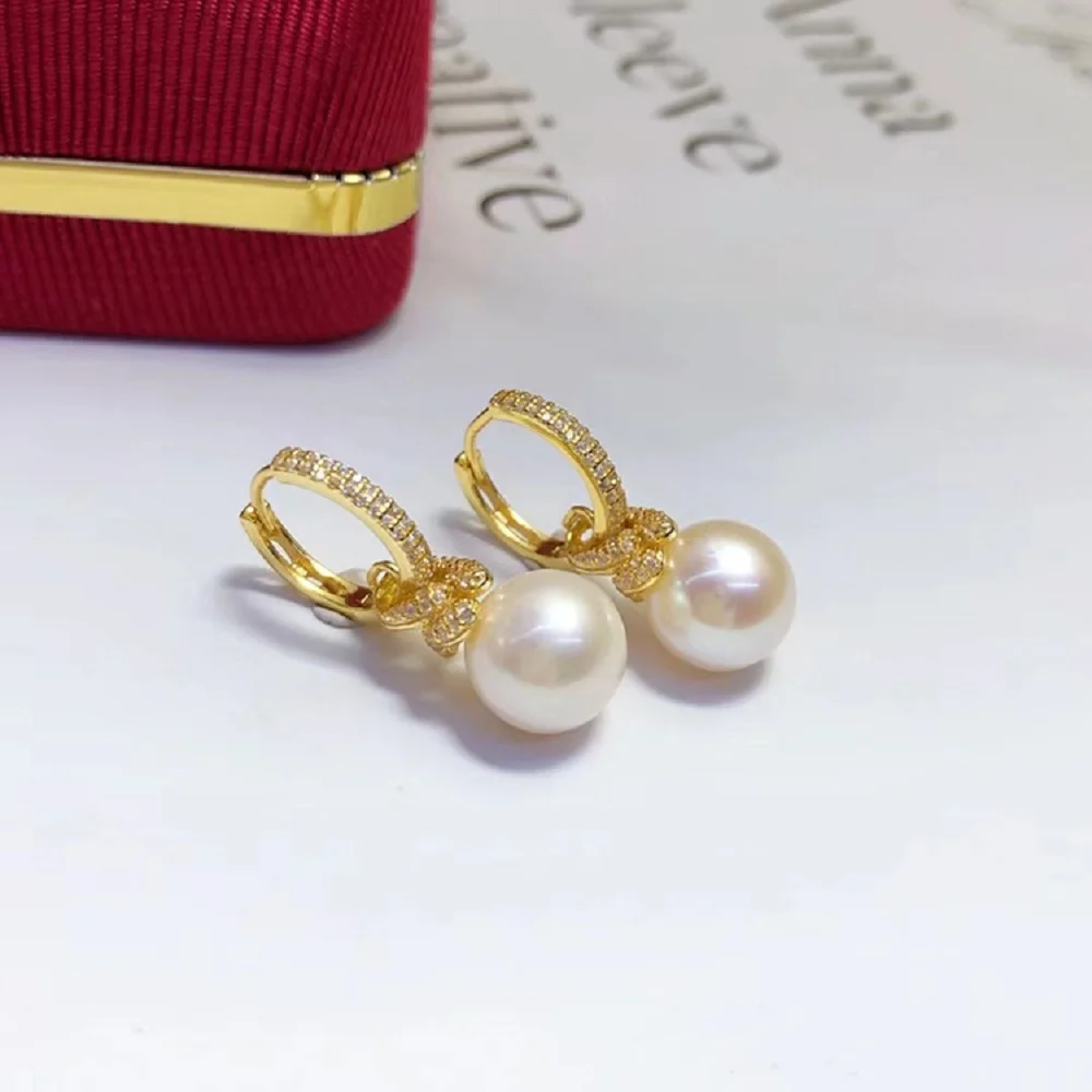

Легкие роскошные ювелирные изделия с пряжкой для ушей, жемчужные серьги AAAA10-11 мм, серьги из натурального японского белого жемчуга 925s