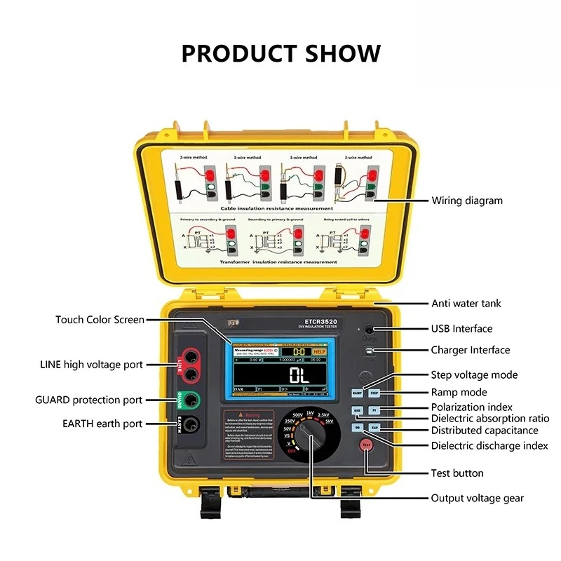 عالية الدقة ETCR3520 الرقمية 5kV 10kV 15kV Megohmmeter الجهد العالي اختبار مقاومة العزل #6