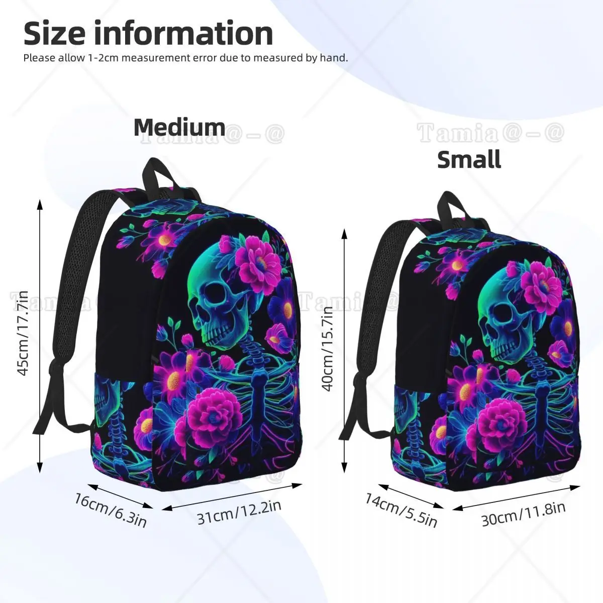 Anatomy Skeletal Renaissance Floral Beauty Backpack Daypack Large Capacity BookBag School Bag Shoulder Bags for Men Women