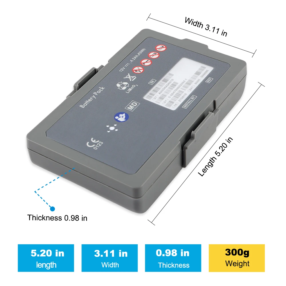 8000-000696 Battery Replacement For AED 3 Defibrillator 12V  4.2Ah/43Wh