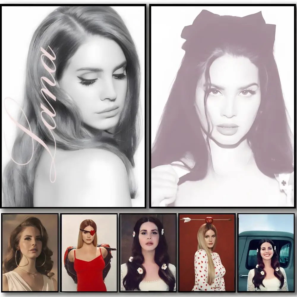 1 Stück L-Lana D-Del Rey Sänger-Poster, HD-Kunst, selbstklebende Wanddekoration, wasserfest, für Zuhause, Schlafzimmer, Bar, ästhetische Dekoration