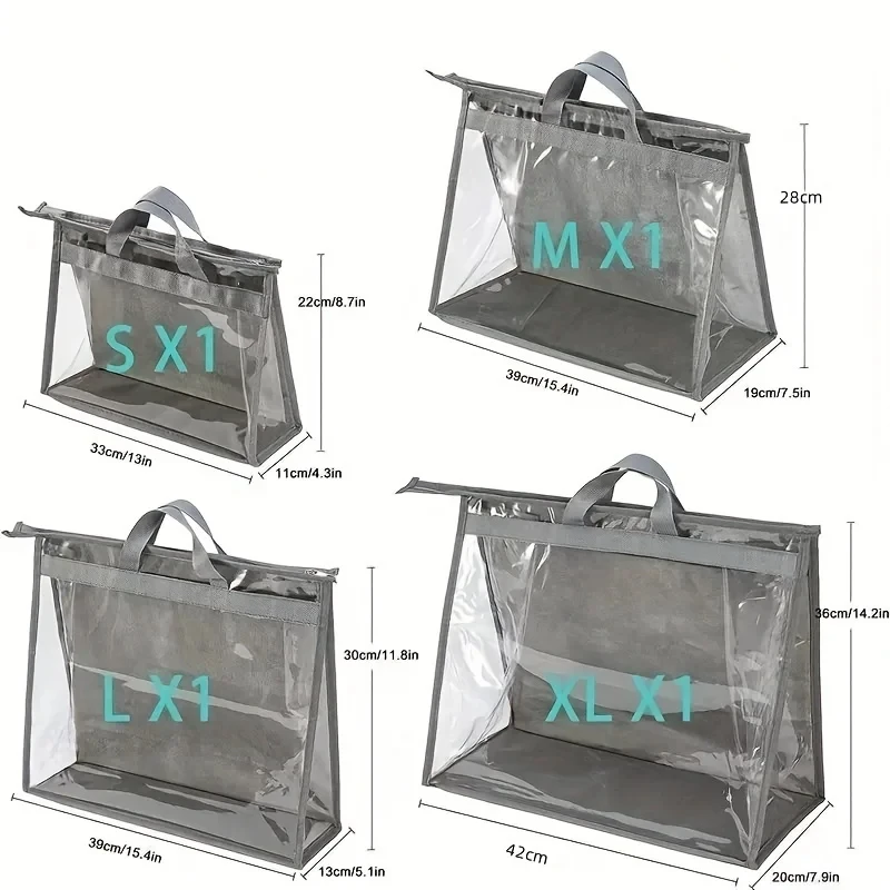 Handbag Dust Bags Clear Purse Storage Organizer For Closet, Zipper Hanging Storage Bag For Handbags