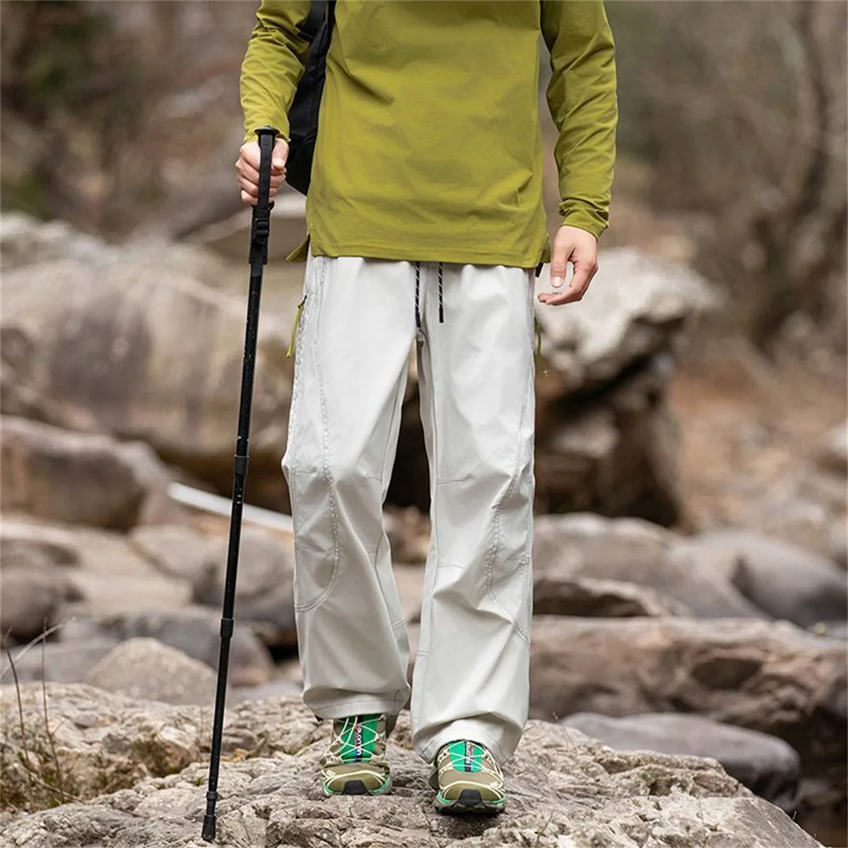 Summer New Hiking Pant Autumn Outdoor Sports F Paratrooper Pants Elastic Waist Camping Trousers Solid Cycling Fishing Pants