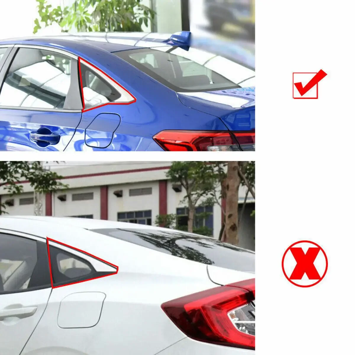 2Set Rear Window Louver Shutter Cover Side Air Vent Scoop For Honda Civic 11th Hatchback 2022-2025 Exterior Modification