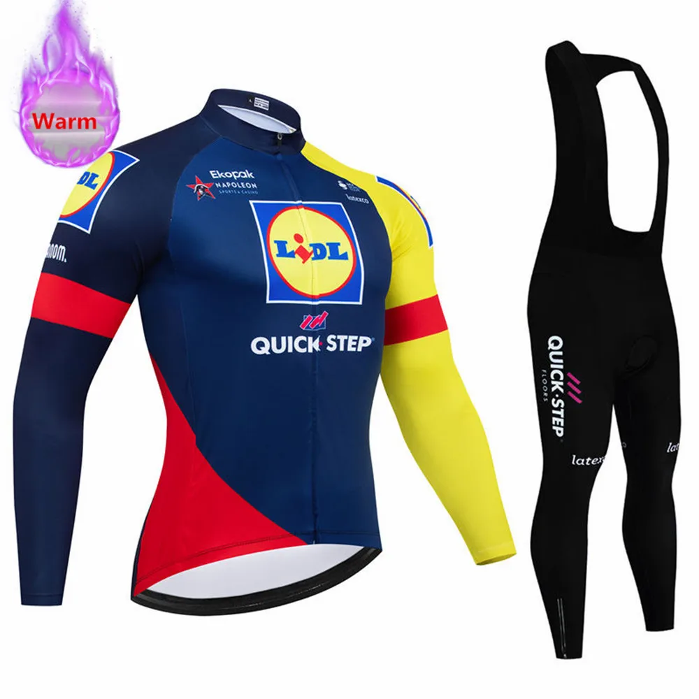 AliExpress NONE Soudal Quick Step 2026 Winter Cycling Jersey Thermal Fleece Bicycle Clothing MTB Bicicleta Set Ropa Ciclismo Triathlon Bike Suit
