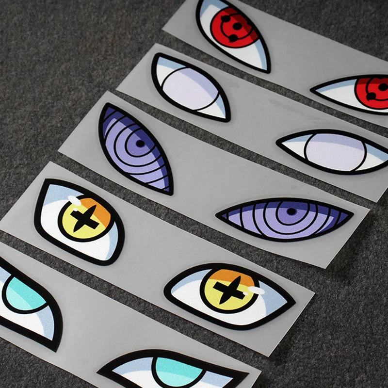 Anime Naruto Figure Sticker Uchiha Itachi Sharingan Madara Rinnegan Eyes Stickers Car Light Helmet Window Reflective Stickers