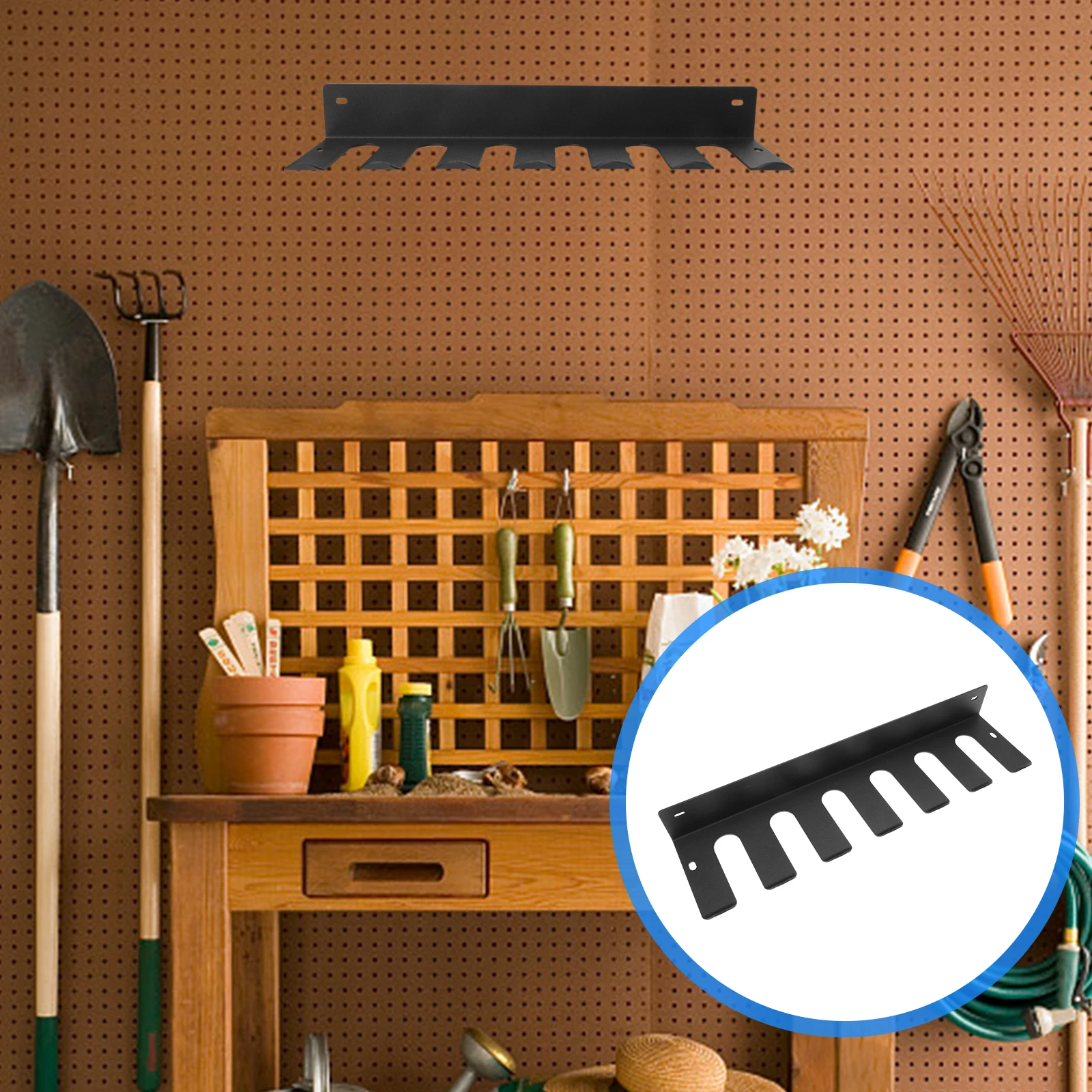 

1pc Wall-Mounted Iron Storage Shelf Garage Tool Hanging Rack Multifunctional Heavy Duty Fitness Equipment Holder Wrench Hammer