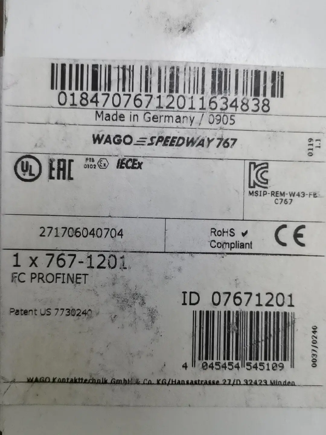 WAGO 767-1201 Module, FC PROFINET Interface,