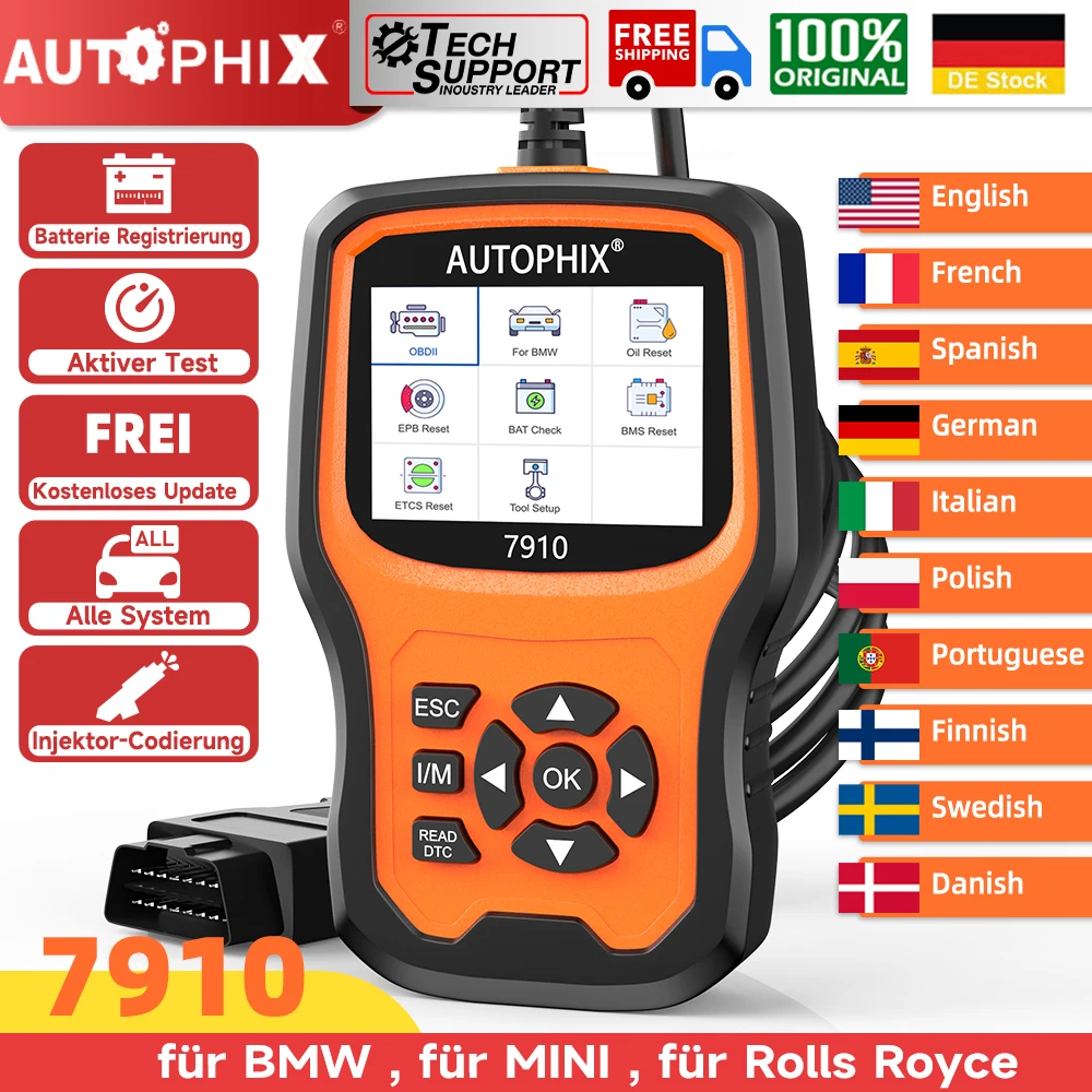 AUTOPHIX 7910 OBD2 Scanner All System Bi-Directional Control Code Reader with All Reset Services fit for BMW MINI Rolls-Royce