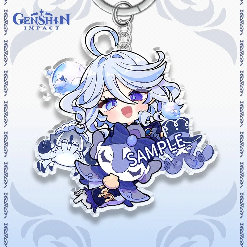 Game Genshin Impact Furina Focalors Keychain Anime Accessories Pendant Prop Badge