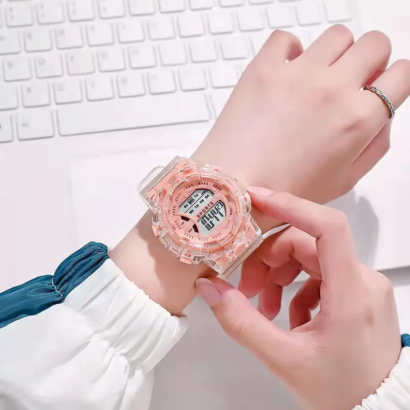 Electronic Watch, Middle and High School Students Ins Wind Trend Unicorn Transparent Belt Electronic Watch