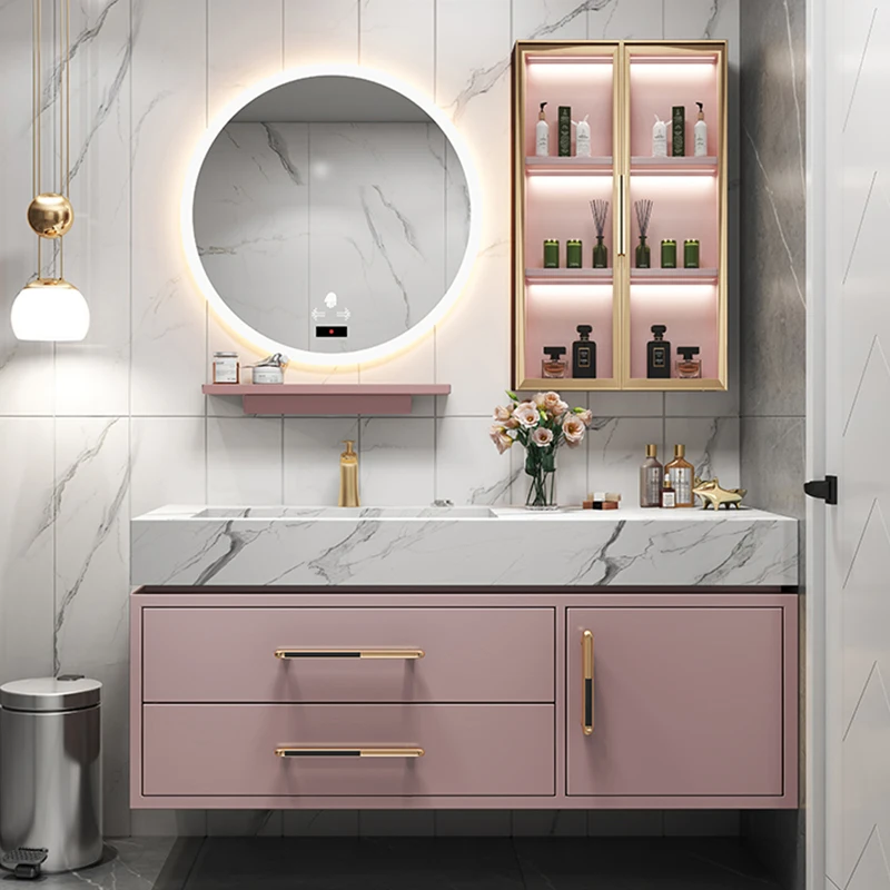 #Vanity Light Luxury Slate One Basin Modern Minimalist Hand Wash Combination 70-140Bathroom Storage Cabinet With Mirror Furnitur