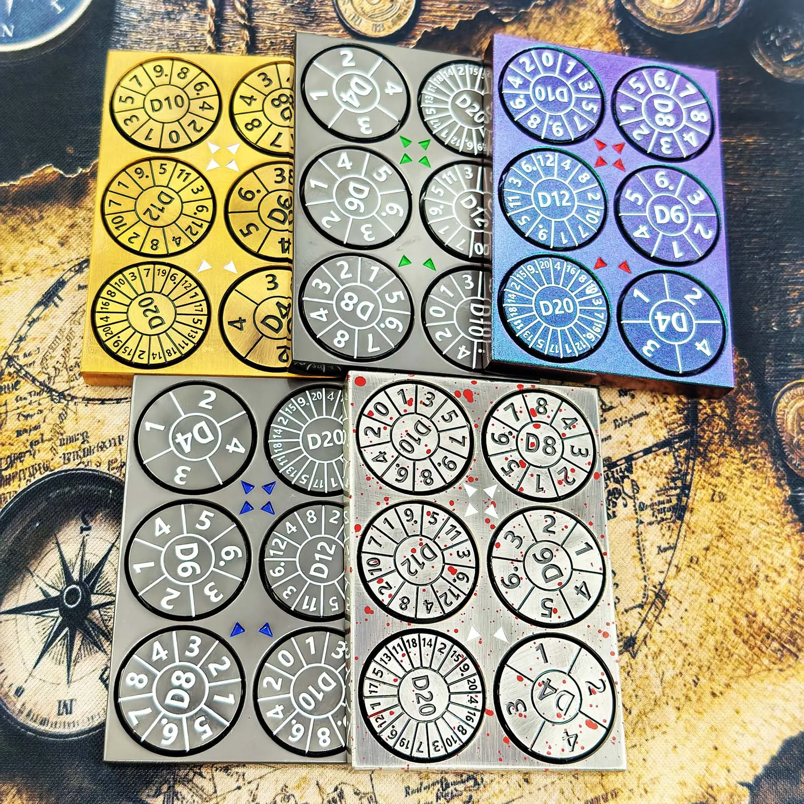 7 in 1 DND Spinner Metal Dice Set D+D Metal Gyro Roulette Dragon Compass for Tabletop Board And Card Games
