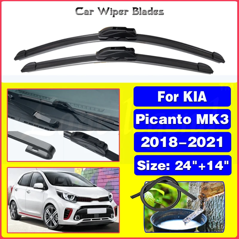 

Wiper LHD Front Wiper Blades For KIA Picanto MK3 2018 - 2021 Windshield Windscreen Clean Window Car Rain Brushes 24"+14"