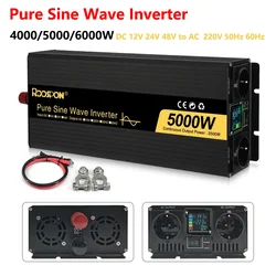 Pure Sine Wave Inverters DC 12V 24V 48V To AC 220V 50Hz 60Hz Double EU Socket Voltage Converter 4000W 5000W 6000W Car Inverter