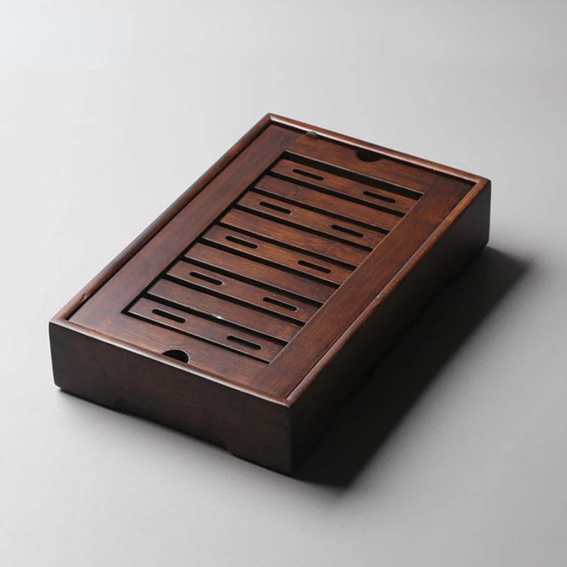 

Natural Bamboo Wood Tea Tray Rectangular Tea Set-Drainage Water Storage Tea Board Table Chinese Tea Cup Kung Fu Home Decoration