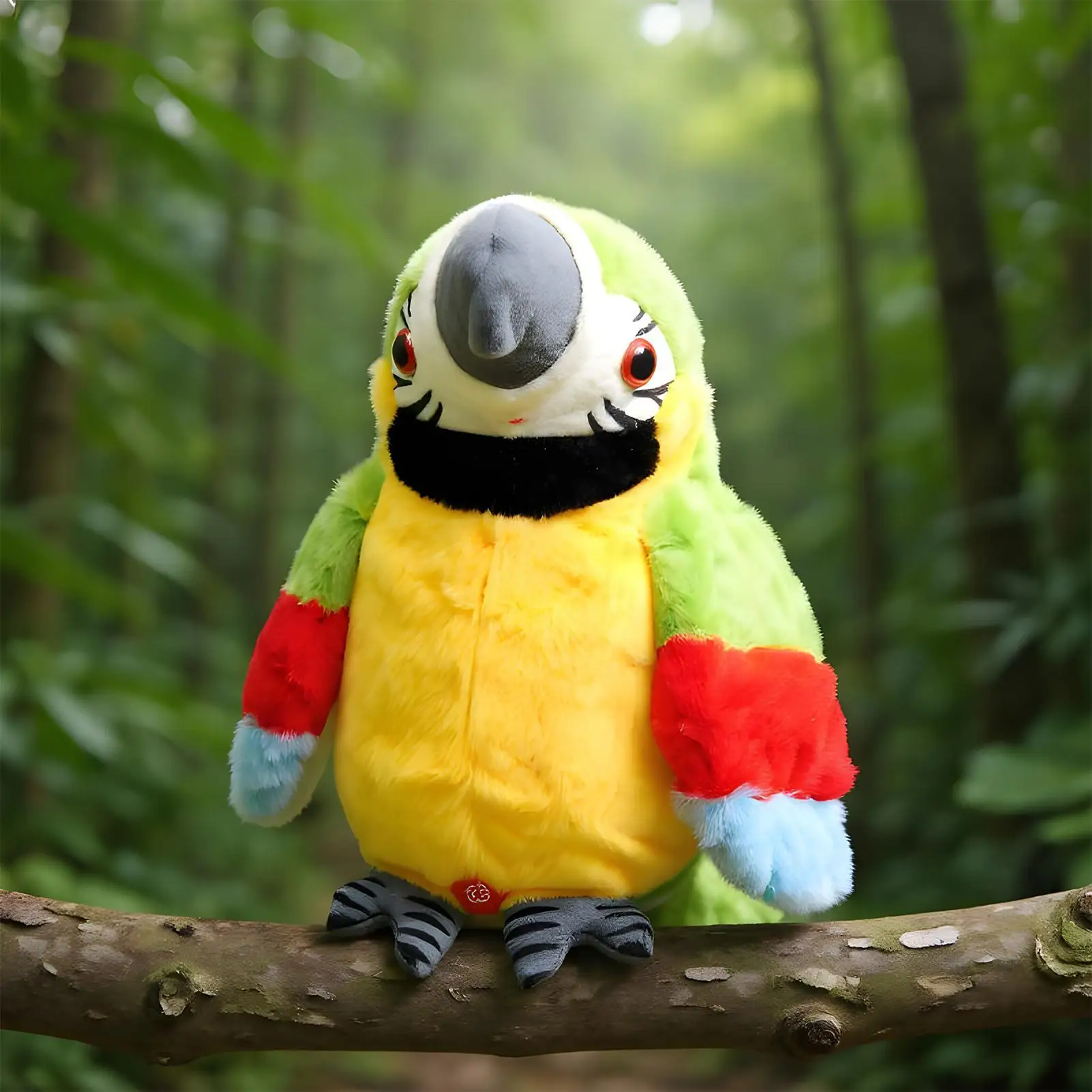 أداة تتحدث على شكل طائر ناطق من القطيفة، لعبة تعليمية على شكل ببغاء Twerking واقعي لتدريب الكلام وأعياد الميلاد والسفر في الهواء الطلق