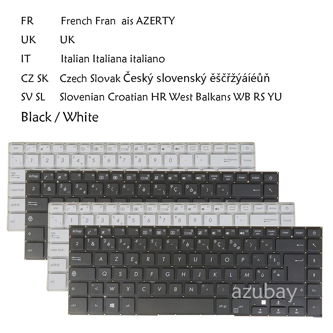 UK Italian French AZERTY Czech Slovak Slovenian Croatian WB HR Keyboard For ASUS VivoBook 15 X505 X505BA X505BP X505ZA F505ZA