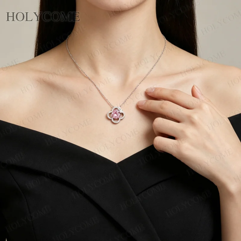 2CT Herzförmige Rosa Moissanit-Halskette 925 Sterling Silber Anhänger Choker-Kette für Damen Hochzeits- und Party-Schmuck – Detail 10