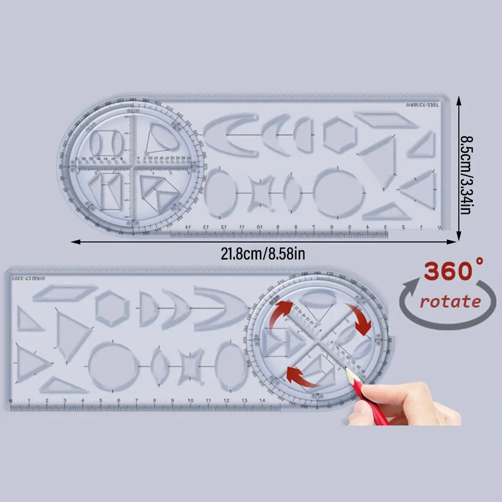 Protractor Desenho Geométrico para Estudantes, Régua Criativa Papelaria, Aprendizagem Ferramenta De Medição, Presente Rotary