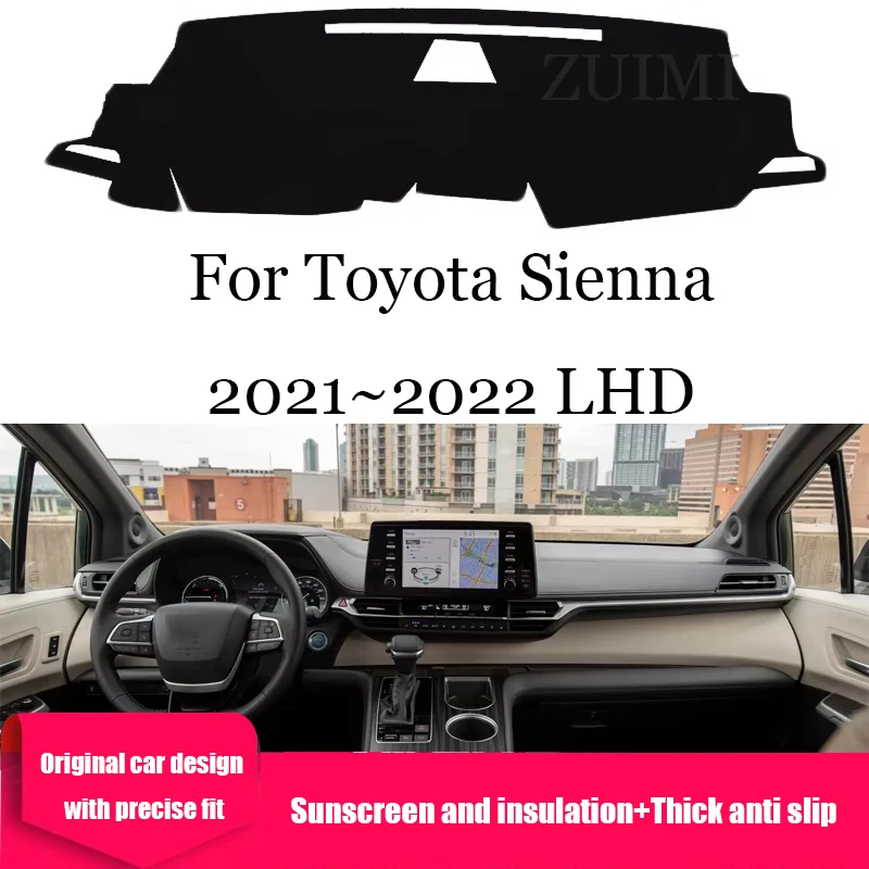 

ZUIMI чехол на приборную панель, коврик для приборной панели, коврик для Toyota Sienna 2021 ~ 2022 LHD RHD, чехол на приборную панель, козырек от солнца, толстый противоскользящий козырек