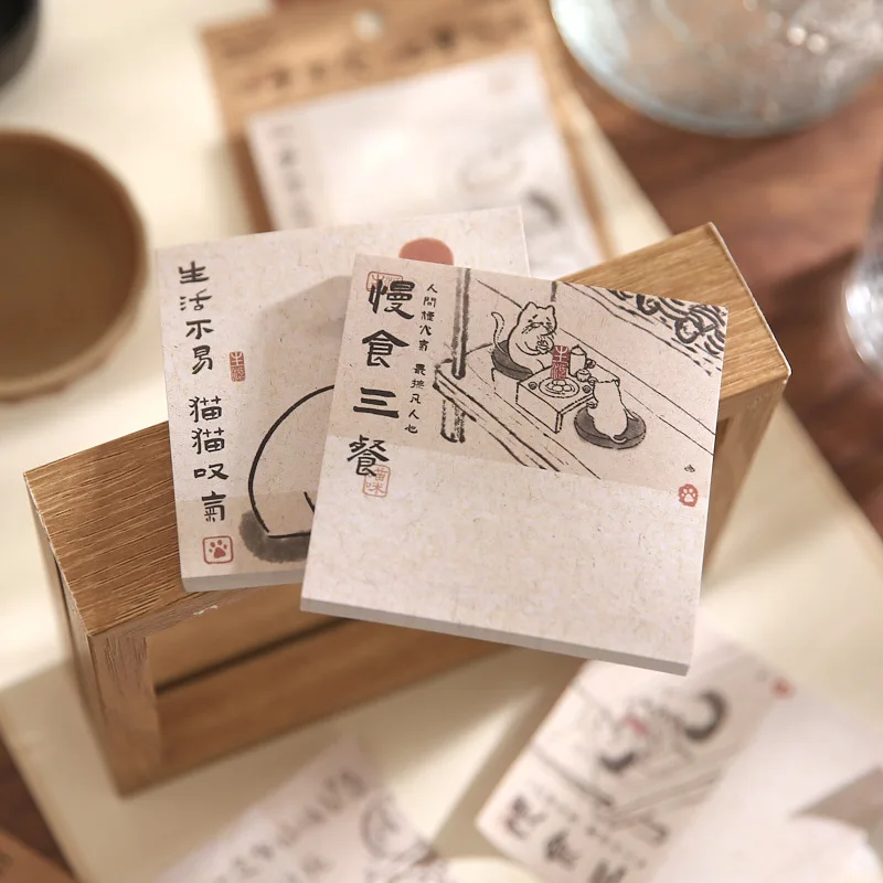 45 Sheets Fun Hand-painted Kitten Memory  Memo Pad for Scrapbooking DIY Decorative Material Collage Journaling