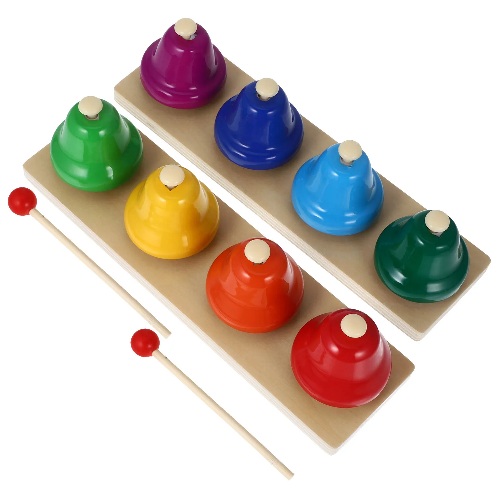 2 مجموعة أدوات قرع خشبية مونتيسوري التعليمية للأطفال أجراس موسيقية التعلم المبكر أجراس اليد الحسية الموسيقى المحمولة