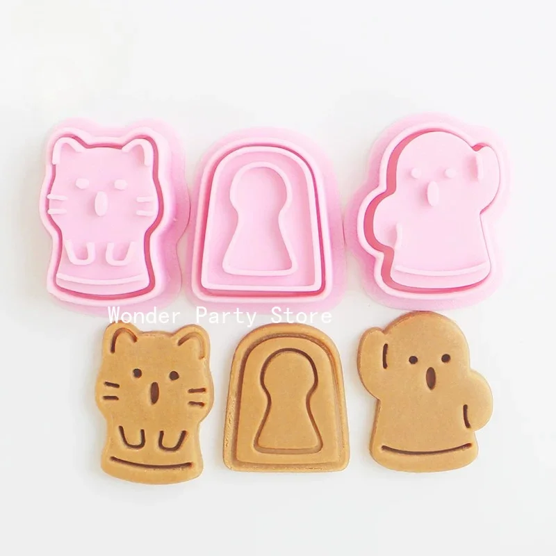 Cartoon Kitten Cookie Mold Cute Halloween Ghost Fondant Cookie Cutter Frosting Dessert Decorating Tool Halloween Baking Supplies