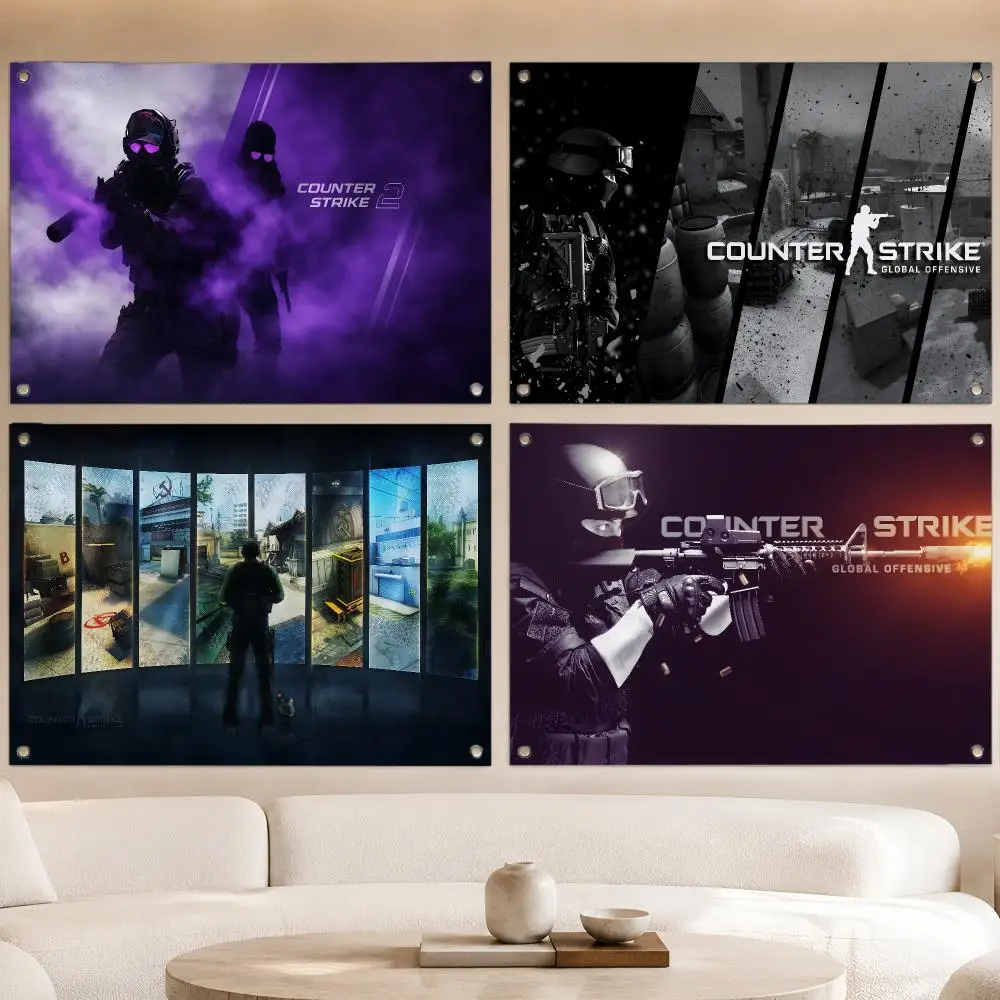 Game FPS Team Icon C-Counter-Strike Flags Fan Banner Tapestry Wall Hanging Garage BarDorm Camp Party Outdoor Home Decor Gift